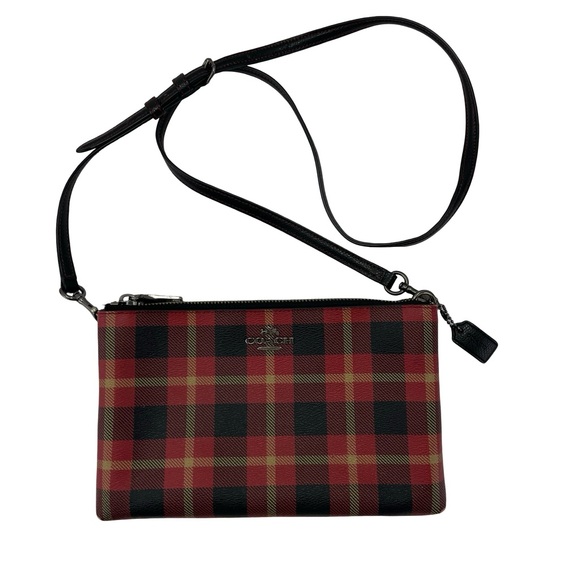 Coach Red and Black Plaid Pouch - Picture 1 of 16